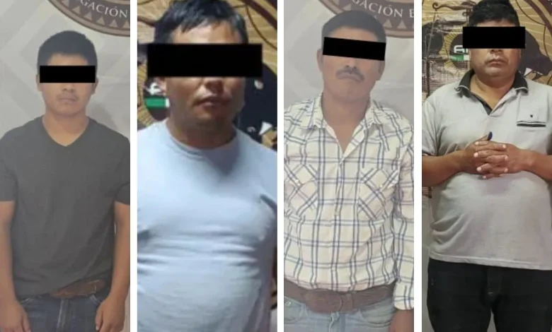 Tres de los detenidos son señalados por pederastia y un cuarto por presunto halconeo; la víctima y su familia permanecen bajo resguardo.