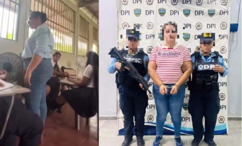 Una maestra de secundaria fue detenida en Honduras tras viralizarse un video donde aparece golpeando e insultando a una alumna dentro de un salón de clases.