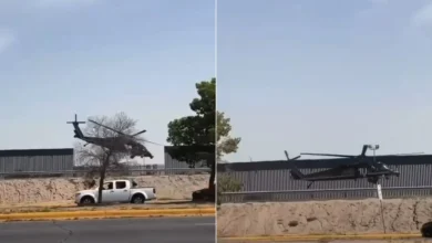 Helicóptero estadounidense vuela a baja altura sobre el bordo del río Bravo en Ciudad Juárez