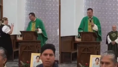 Exterior de la Parroquia de Nuestra Señora de Fátima en Los Mochis, donde una balacera interrumpió una misa fúnebre