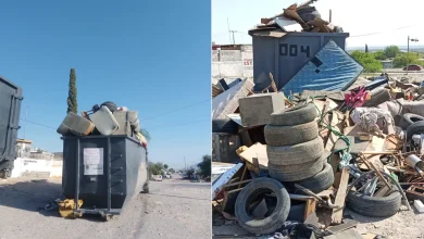 Contenedor del programa Punto Limpio saturado con tiliches en Ciudad Juárez