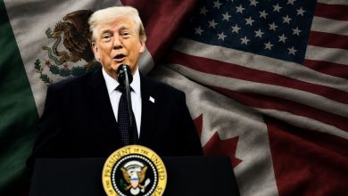 Donald Trump durante un encuentro público sobre aranceles y comercio en Estados Unidos