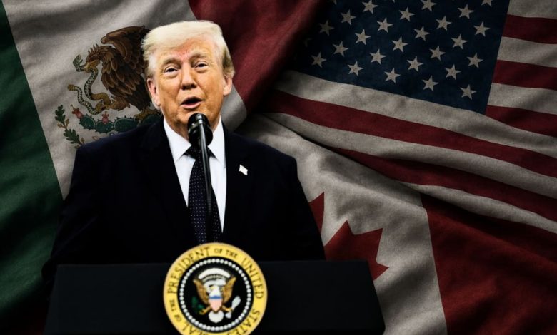 Donald Trump durante un encuentro público sobre aranceles y comercio en Estados Unidos