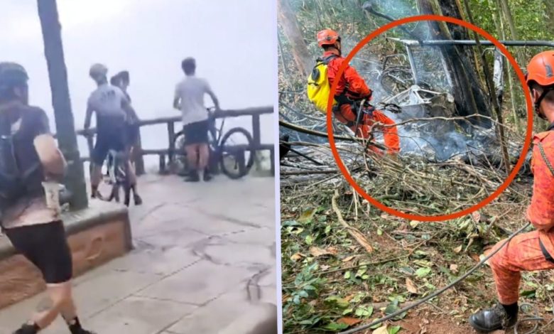 Zona del accidente de helicóptero ocurrido en Alto da Boa Vista, Río de Janeiro