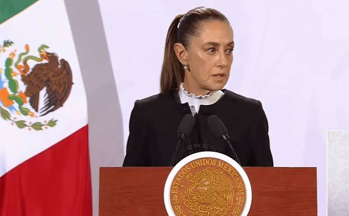 Claudia Sheinbaum durante la conferencia Mañanera del Pueblo del 7 de julio de 2026