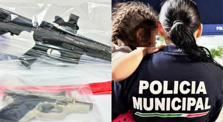 La Policía Municipal resguardó a dos ciudadanos ecuatorianos que presuntamente estaban privados de la libertad; durante el operativo localizó a dos personas lesionadas, protegió a dos menores y aseguró armas de fuego.