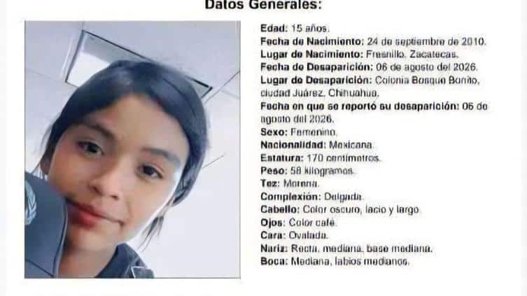 Pesquisa para localizar a Perla Elizabeth Vázquez Pinales, de 15 años
