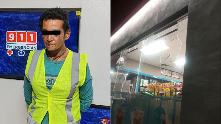 Tienda Oxxo donde un hombre fue señalado por romper cristales en Ciudad Juárez