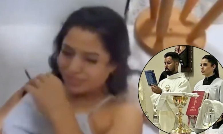 Sacerdote sin playera dentro de una habitación de la iglesia de Nova Maringá, Brasil, según un video difundido en redes sociales