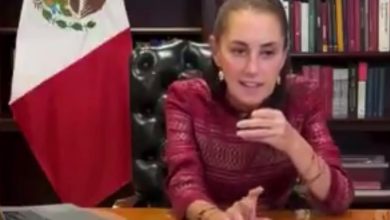 Claudia Sheinbaum hablando durante una transmisión en vivo en la que respondió a una acusación sobre drogas