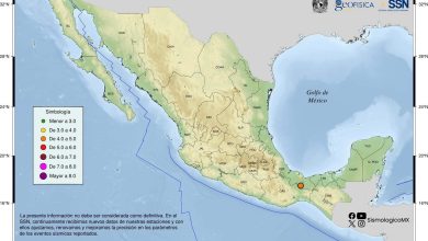 Ubicación del epicentro del sismo en Veracruz, al sur de Sayula de Alemán