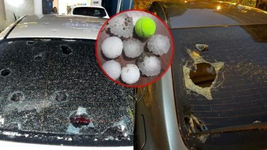 Automóvil con cristales y carrocería dañados después de la granizada en Paraguay