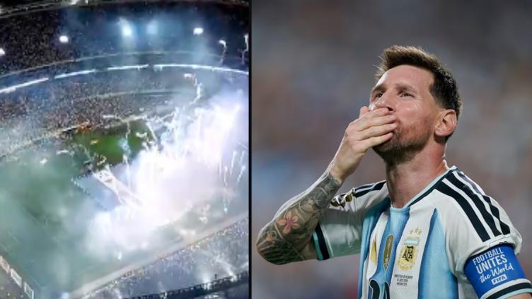 Lionel Messi emocionado durante su despedida de la Selección Argentina en el Estadio Monumental