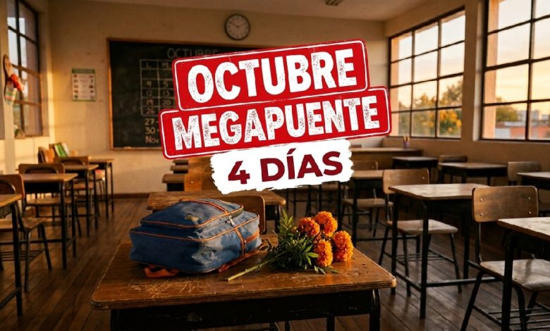 Calendario escolar con las fechas del descanso de octubre de 2026 para estudiantes de educación básica