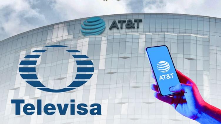 Logotipos de Televisa y AT&T México en una imagen alusiva al acuerdo de adquisición del operador móvil